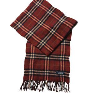 Burberry Vintage Brick Red/Burgundy Multi-Color Plaid Luxury Scarf Scarves